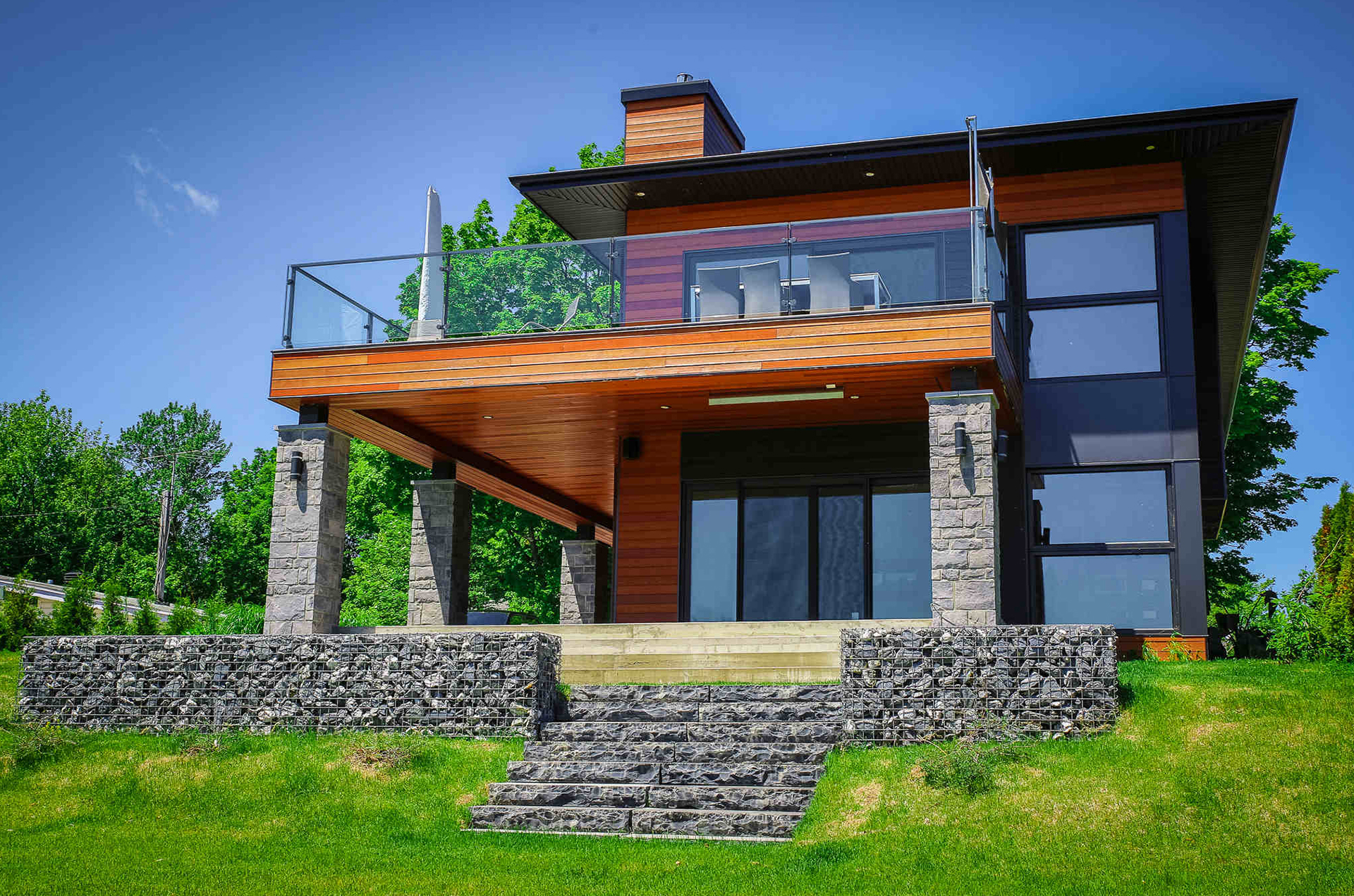 Mur de soutènement gabion.